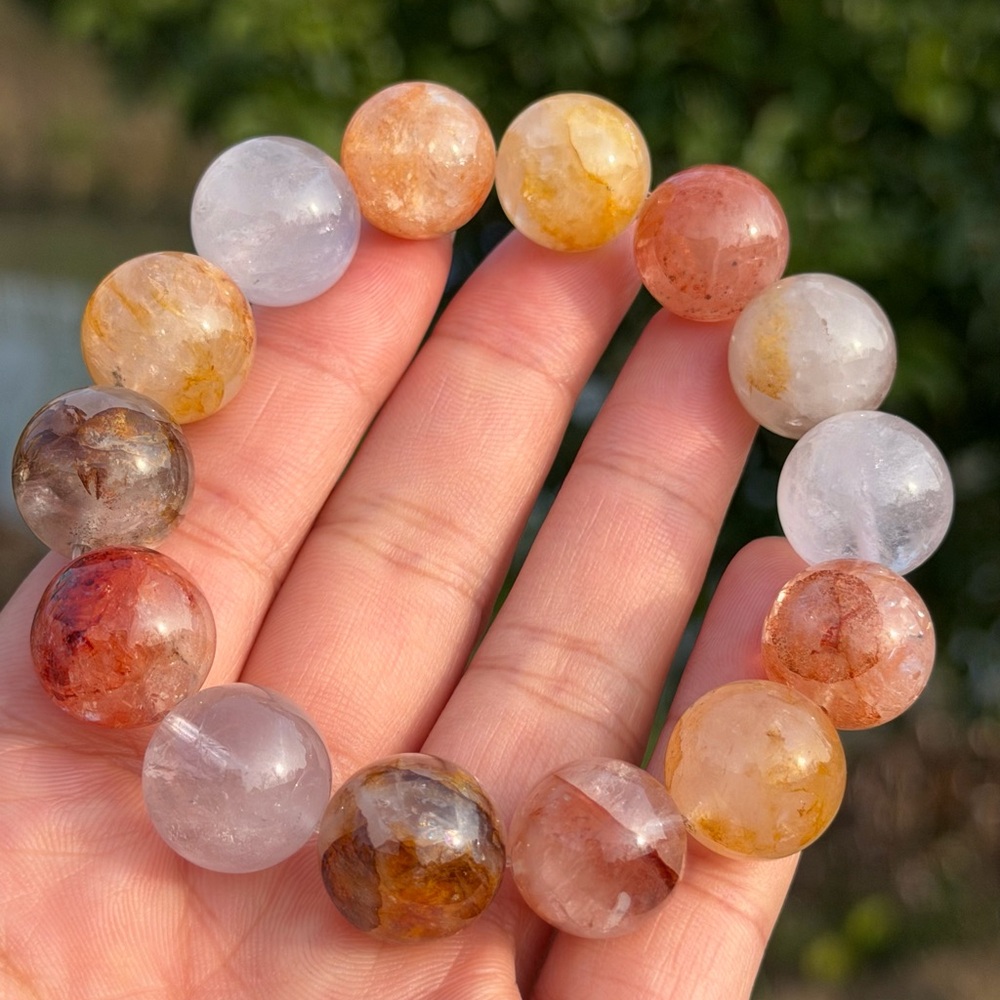 15mm stretchable golden healer fire quartz bracelet 1079